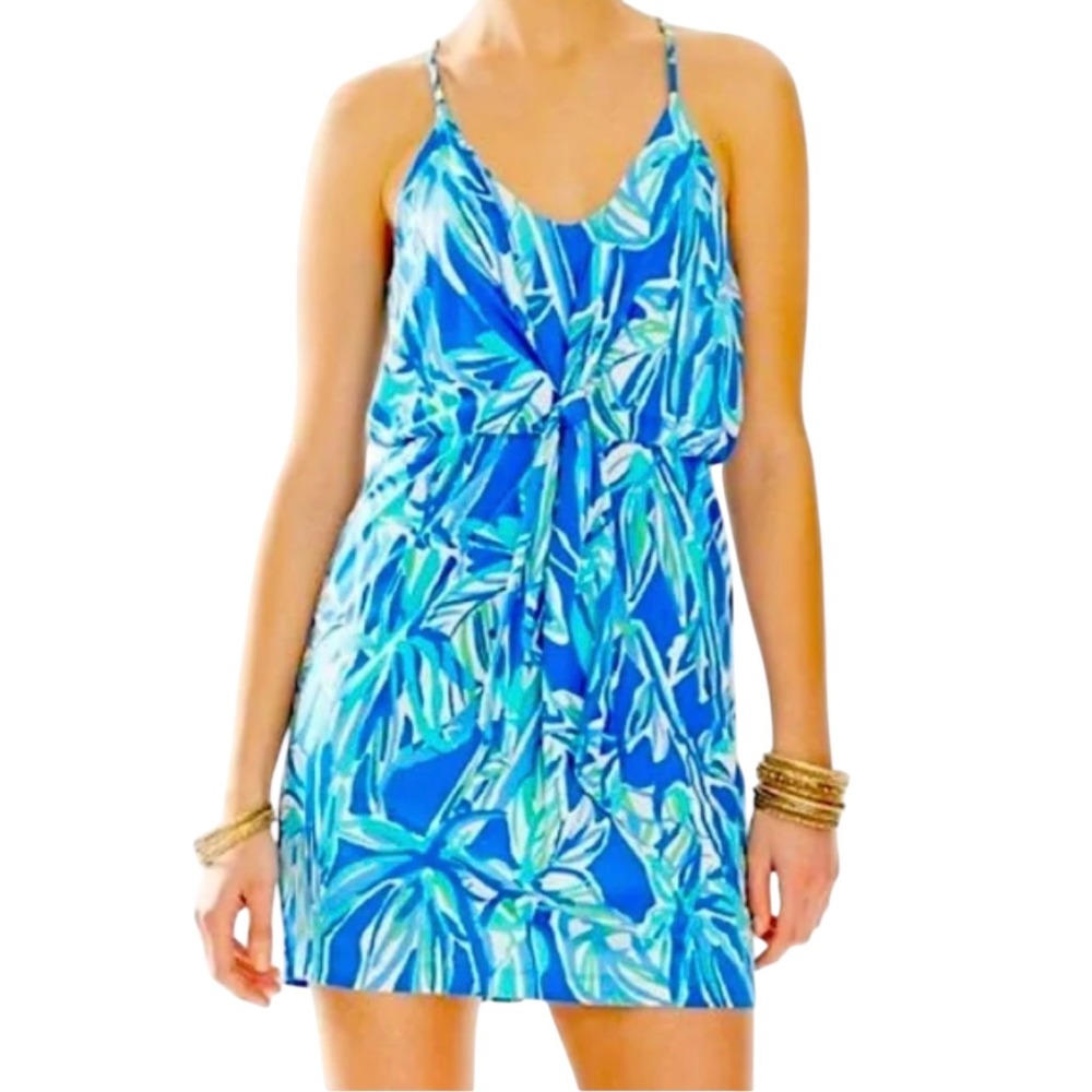 Lilly Pulitzer Blue & Aqua Tropical Print Mini Dress